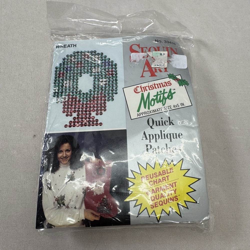 Sequin Art Christmas Motifs Quick Applique Patch‎ Wreath NEW! 4x5